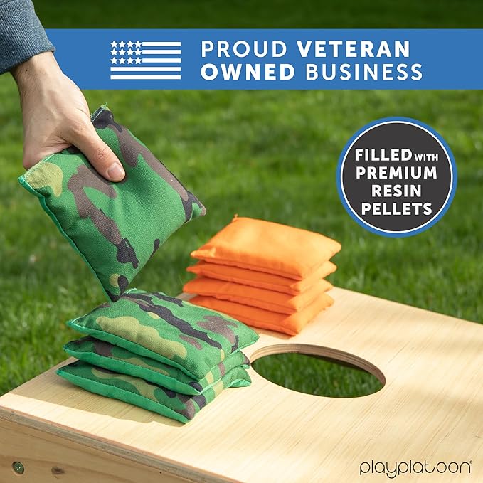 Professional Cornhole Bags - Set of 8 Regulation All Weather Double Sided - Sticky Side/Slick Side Bean Bags for Pro Corn Hole Game