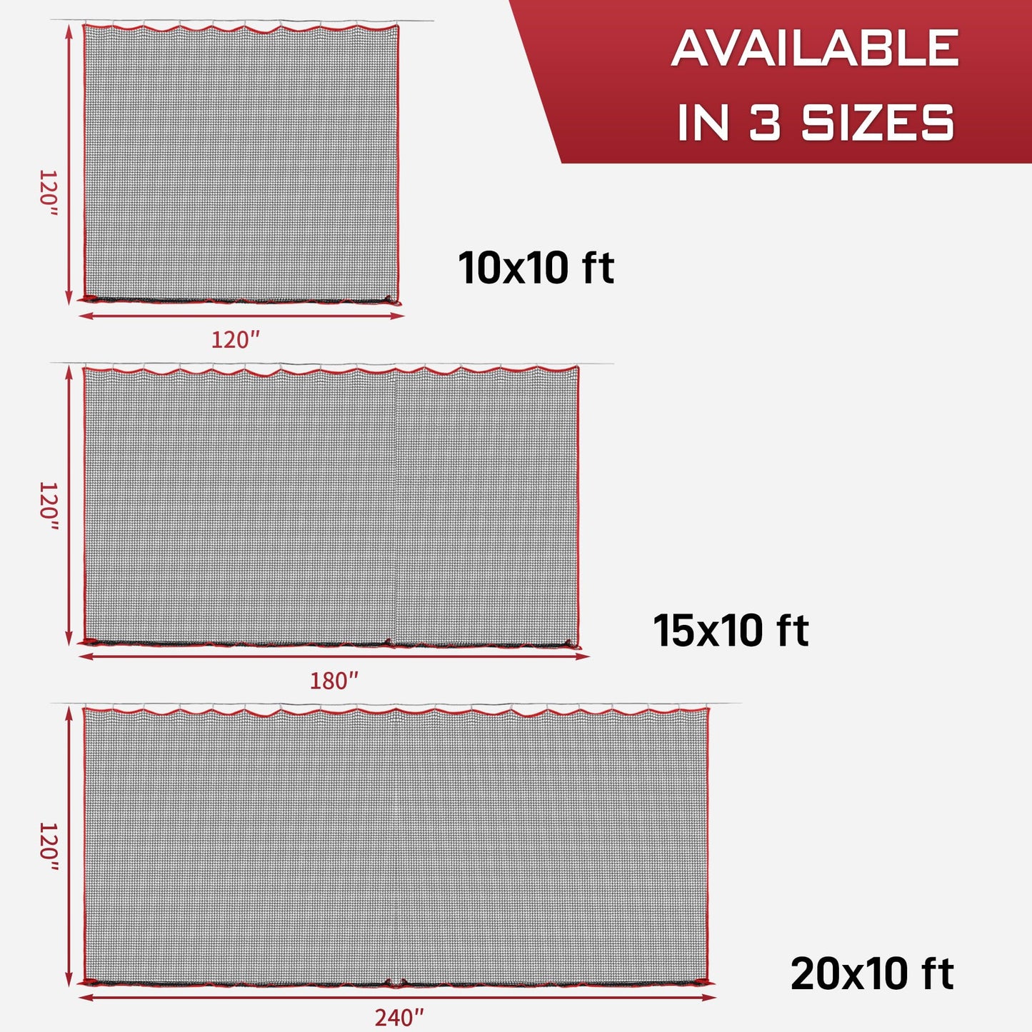FRANKTECH Golf Netting, 10ft, 15ft, 20ft Sports Netting - Heavy Duty High Impact Multi-Sport Practice Net for Golf, Baseball, Soccer, Hockey, Lacrosse, Backyard Driving & Training Barrier