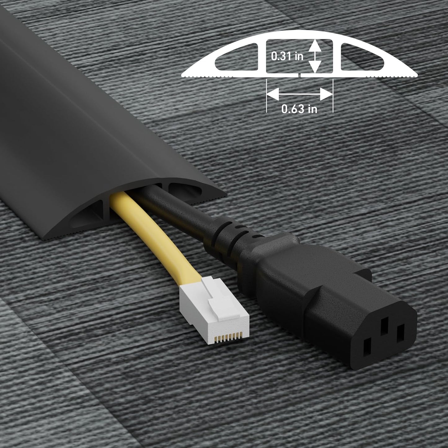 D-Line 6ft 0.63" 0.31" Floor Cord Cover, Cable Protector, Hide Extension Cords, Protect Cords, Prevent Cable Trips