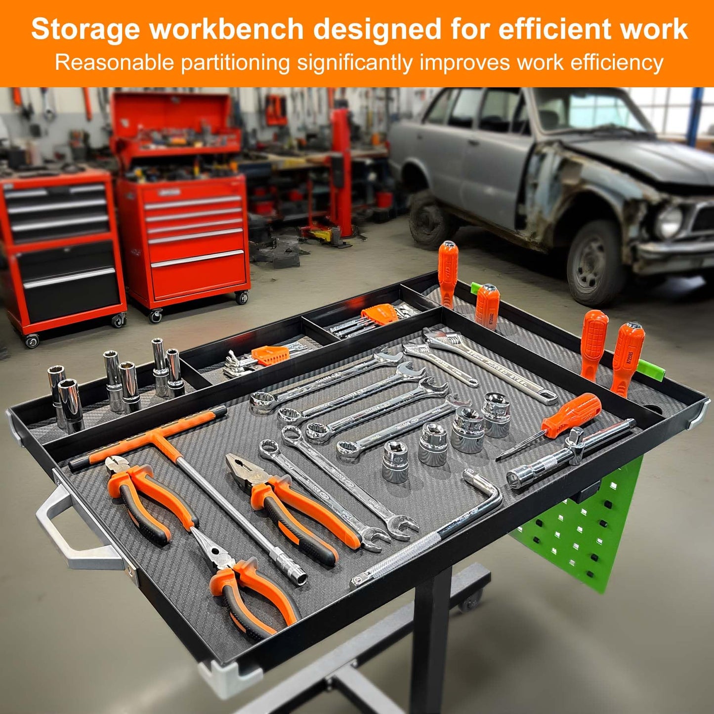 Adjustable Height Mobile Work Table with Rolling Wheels