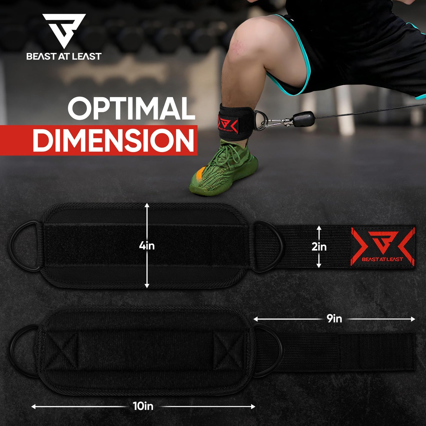 Ankle Straps for Cable Machine Attachments - Gym Ankle Cuff for Kickbacks, Glute Workouts, Leg Extensions, Curls, Booty Hip Abductors Exercise for Men and Women, Adjustable Neoprene Support (Black, Single)