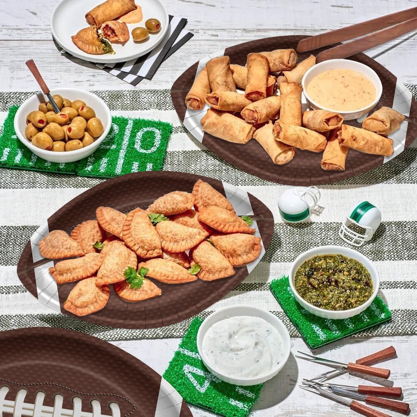 PIXHOTUL 40 Pcs Football Shaped Plates, Football Party Decorations Football Party Plates Football Disposable Paper Plates for Kids Men Football Birthday Party Tailgate Party Football Game Day (40)