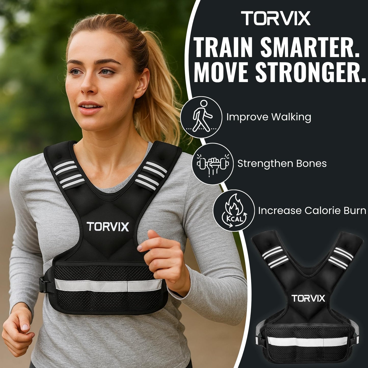 Adjustable Weighted Vest for Women and Men 6-15 lbs - Weight Vest for Walking, Weights for Workout Exercise Fitness Gym - Running Walking Training Vest with Reflective Strips & Pocket
