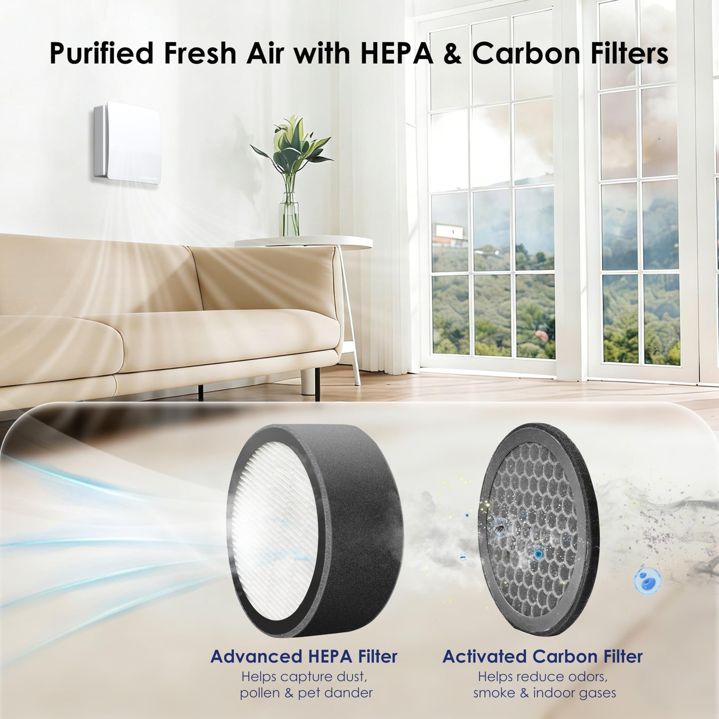 Weiworld Through Wall HEPA Ventilation Fan with WiFi & Remote Control, Ultra Quiet EC Motor Wall Vent, Fresh Air Intake & Air Exchange System for Bedroom, Home Office, Attic