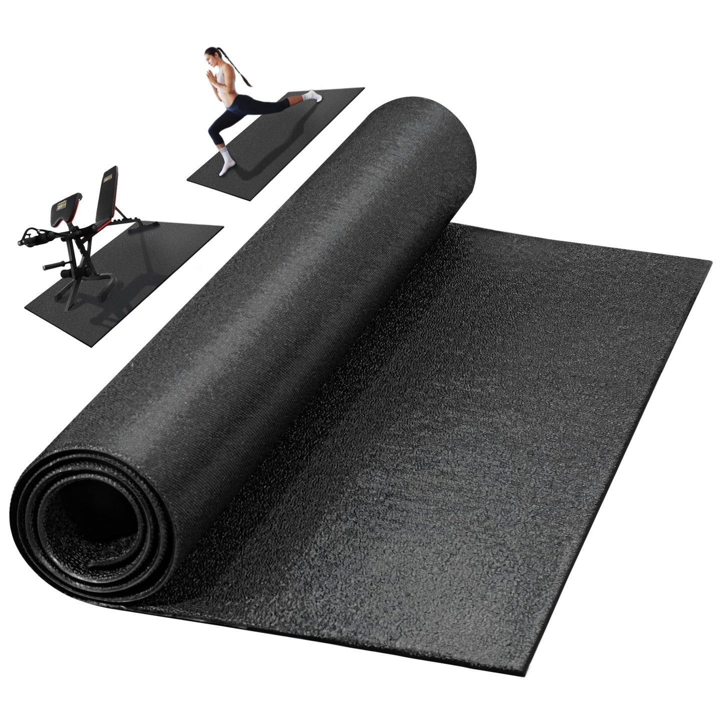 Fitvids Treadmill Mat for Floor Protection – 1/4" Thick Heavy Duty Non-Slip Gym Mats – 78" Lx36 W – Black