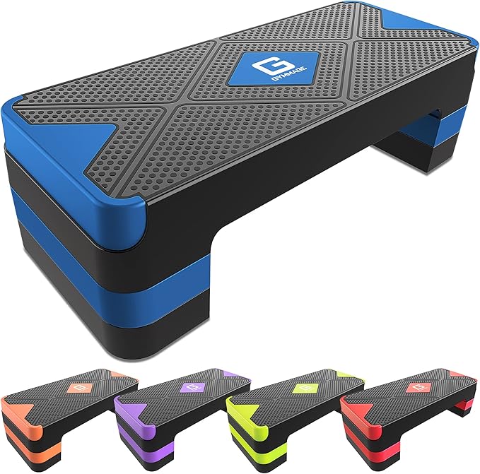 Aerobic Exercise Step, Adjustable Aerobic Stepper for Exercise, Workout Step Platform for Step Up, 26.5" Step Deck with 4??6??8??Adjustable Height Risers, Women Home Gym Cardio Fitness