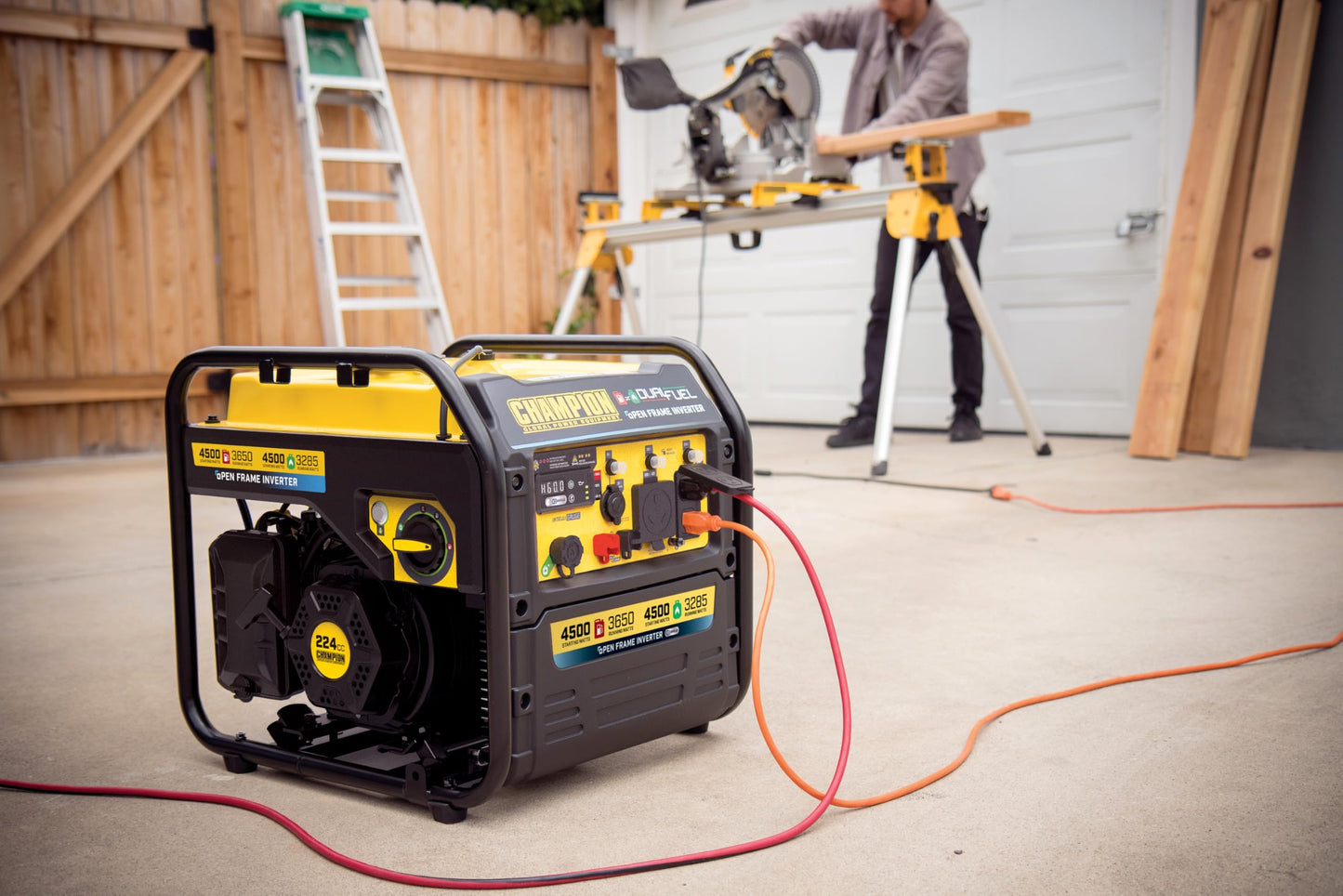 Champion Power Equipment 4,500-Watt Electric Start Dual Fuel RV Ready Portable Open Frame Inverter Generator with Quiet Technology and Free 3-Year Warranty