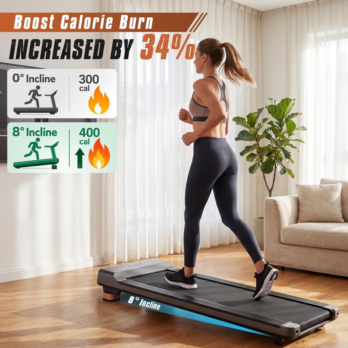 ACOCO Treadmill Incline Riser Blocks and Walking Pad Mat 8 Pcs, Stackable Vibration Pads for Hardwood Floors, Anti-Slip Equipment Base for Home Gym, High Density