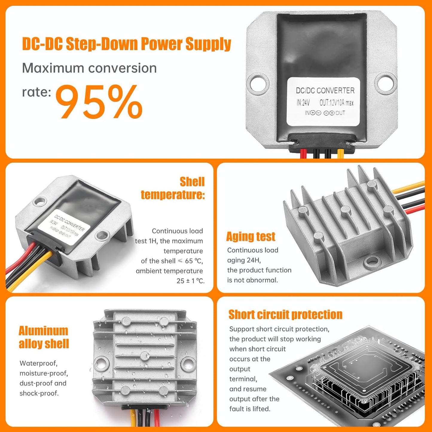 MZHOU 12V 10A IP67 120W Waterproof Power Supply - Certified Transformer - Overload/Short-Circuit Protection - Perfect