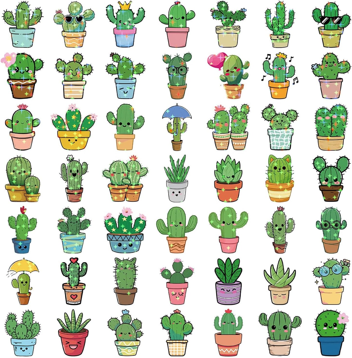 Beuthar 50Pcs Pack, Packs Cactus Stickers Waterproof Graffiti Stickers for Laptop, Scrapbook, Suitcase, Guitar, Kindle