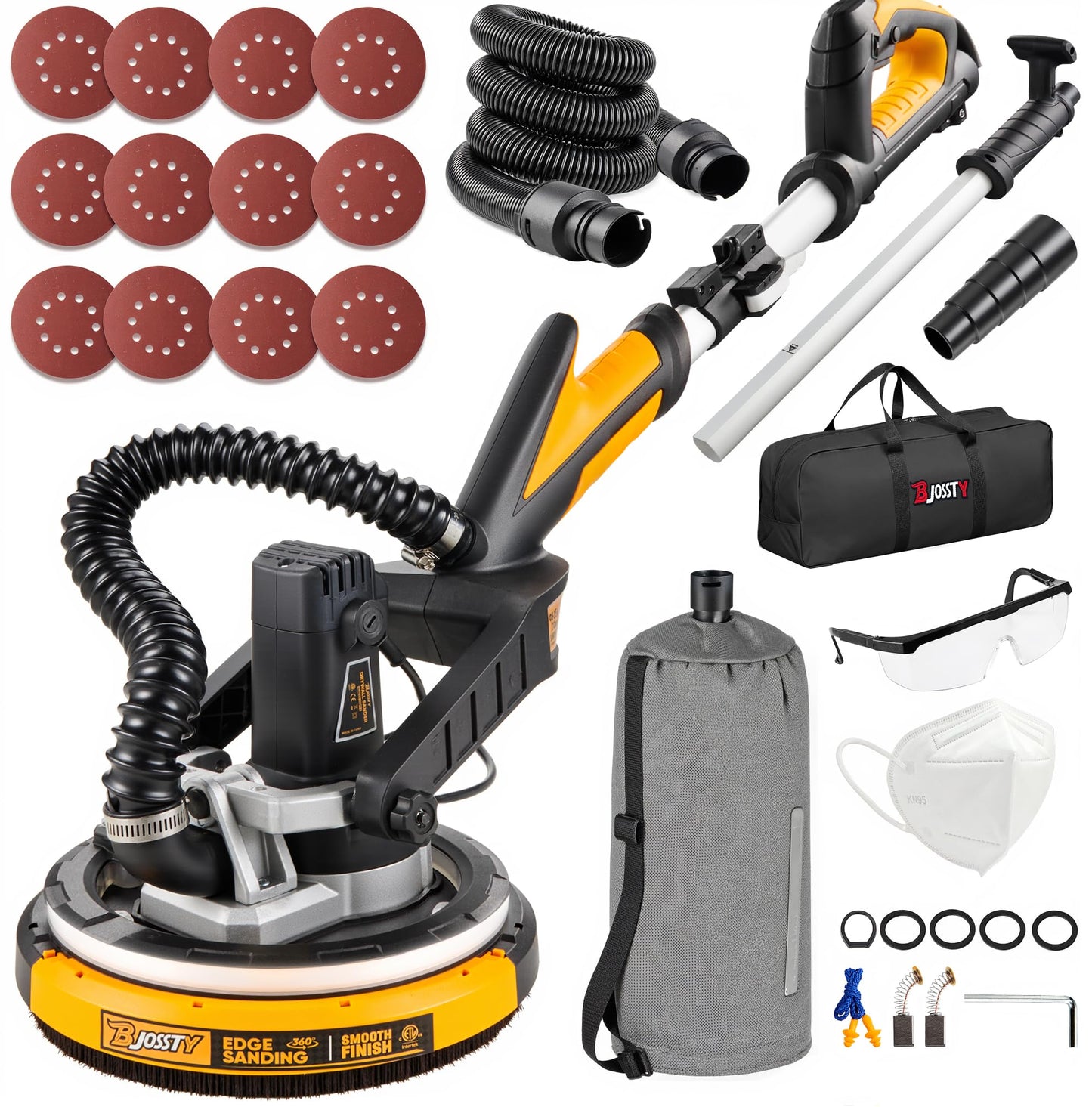 Drywall Sander with Vacuum Dust Collector, High Power 7.1-AMP Electric Sander for Drywall, 99% Dust Removal, 7 Variable Speed 950-1850RPM, Dustless Wall Sander for Drywall, Popcorn Ceiling etc