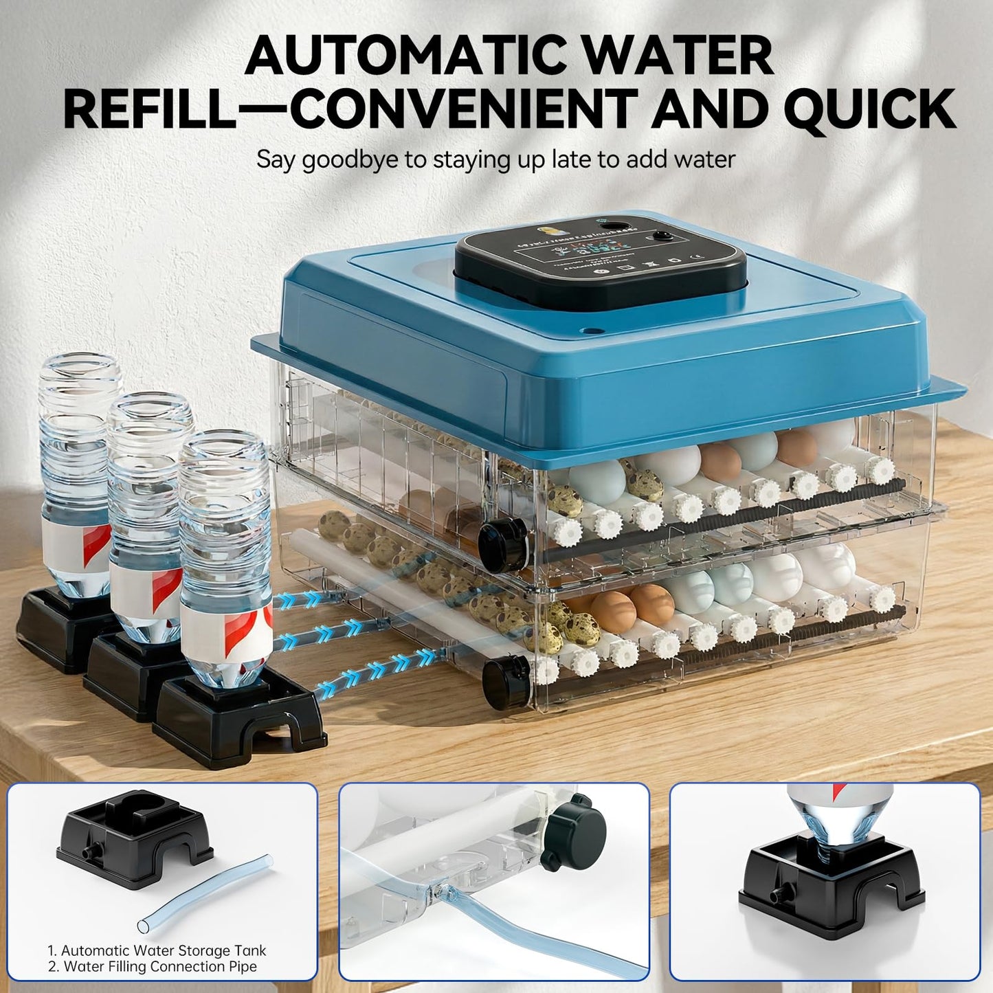 Incubators for Hatching Eggs, 136 Eggs Incubator Digital Poultry Hatcher with Auto Egg Turning, Temp & Humidity Display, 5 Modes, Day Counter & Egg Candler for Chicken/Duck/Goose/Quail