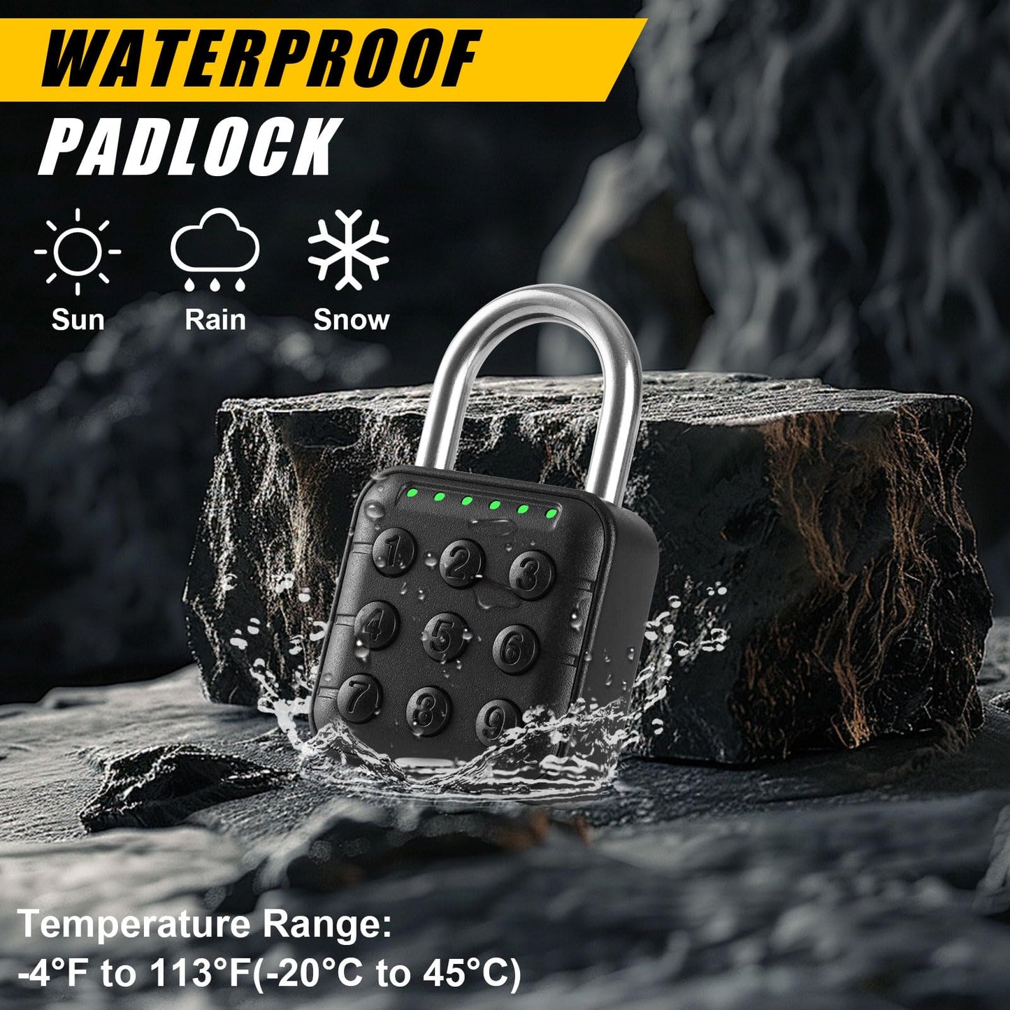 DELSWIN Combination Lock for Locker - 6-Digit Combo Lock Waterproof Smart Padlock for School Gym Lockers, Gates, Fence and Storage Unit (Black)