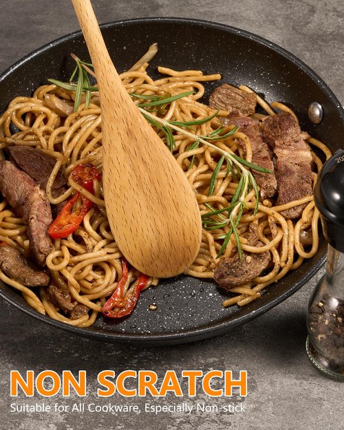 3 Pcs Wooden Spoons for Cooking, 12 Inches Long Handle Spoons for Mixing, Tasting Stirring Food, Large Wooden Cooking Utensils for Kitchen and Crafts