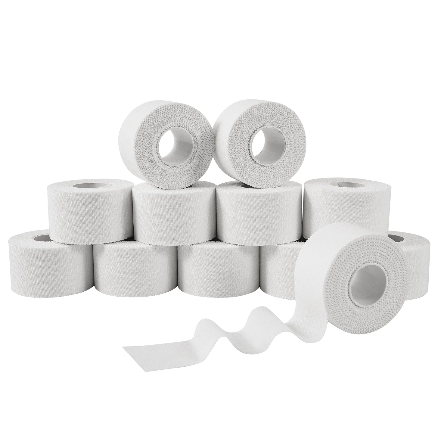 PHYTOP Athletic Tape 1.5in x 33ft (12 Pack Bulk) - No Residue Easy Tear White Sports Tape for Ankle & Wrist Support | Strong Zinc Oxide Tape for Athletes, Gymnastics, Training, First Aid Use