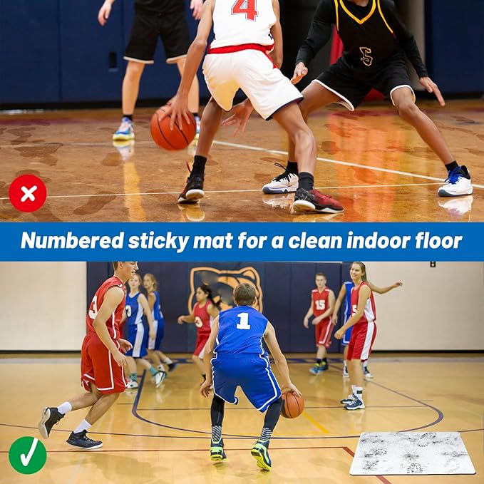 UNIFAMILY Basketball Sticky Mat 17x13 in with 180pcs Shoe Sticky Pad Grip for Basketball Shoes, Anti Slip Sticky Mat for Basketball Shoes, Courtside Traction Mat Basketball Shoe Sticky Mat