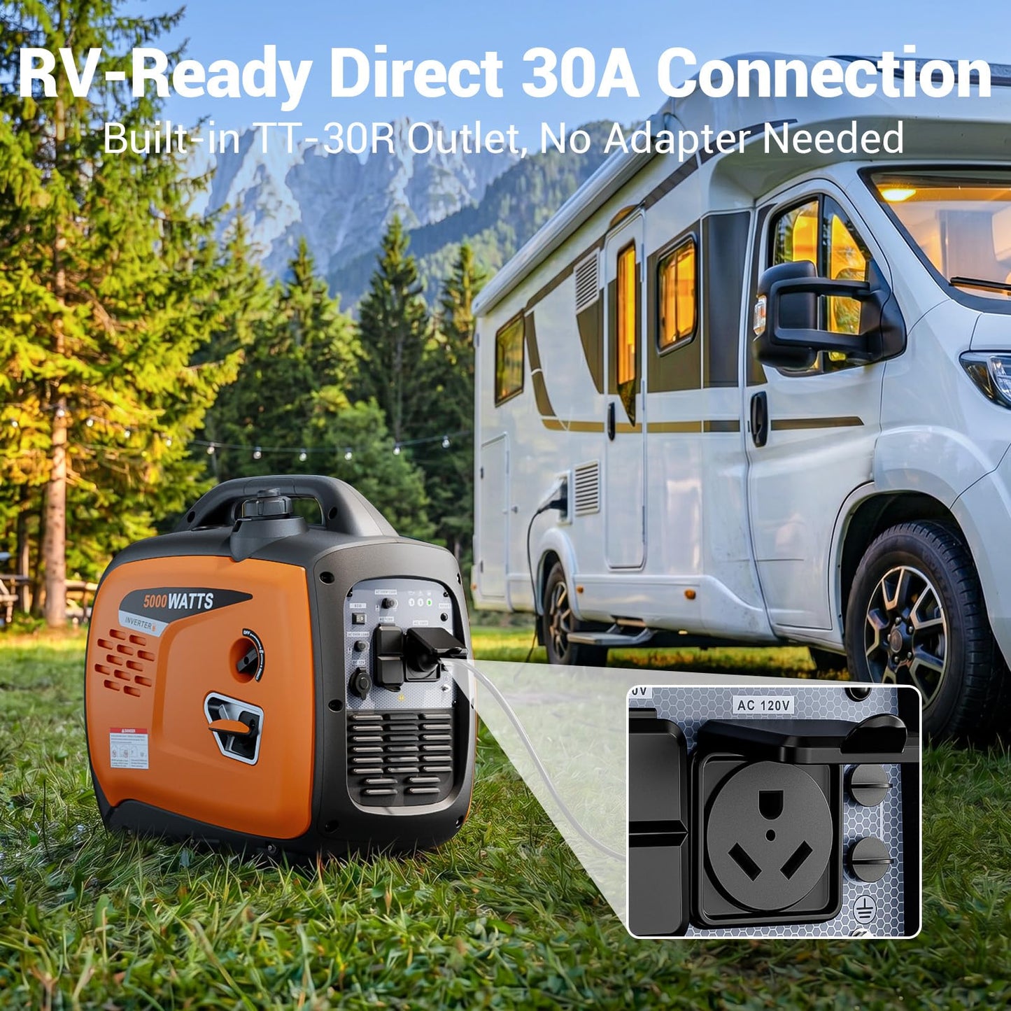 MUTAOMAY 5000W Portable Inverter Generator for Home Emergency Backup Power, Super Quiet Small Gas Powered Generator for Camping, RV, Outdoor, Jobsite with ECO Mode, Parallel Capable, EPA Compliant