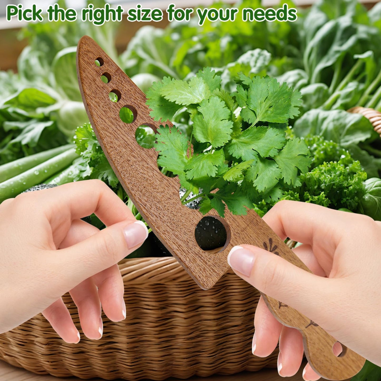 Wooden Vegetable Herb Stripper Tool, Leaf Separator Herb Cutter with 8 Holes, Kitchen Gadgets for Cilantro Parsley Mint, Fun Stripper Tool for Home Cooks Supplies