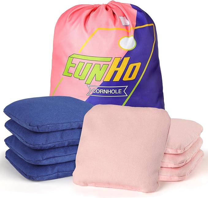 EunHo Dual Sided Cornhole Bags Regulation Set of 8 Professional Cornhole Bean Bags Slick and Stick for Tossing Game-All Weather