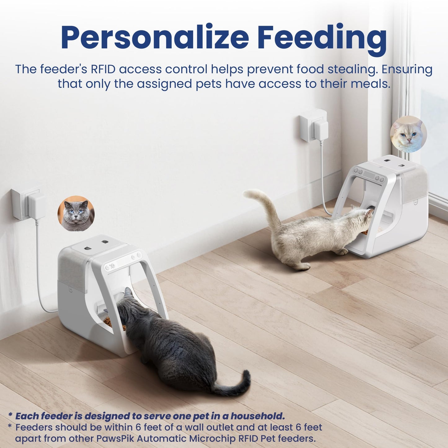 PawsPik Automatic Microchip RFID Cat Feeder,16-Cup, ISO Microchip & PawsPik RFID Tag Compatible, App Control, Portion Control