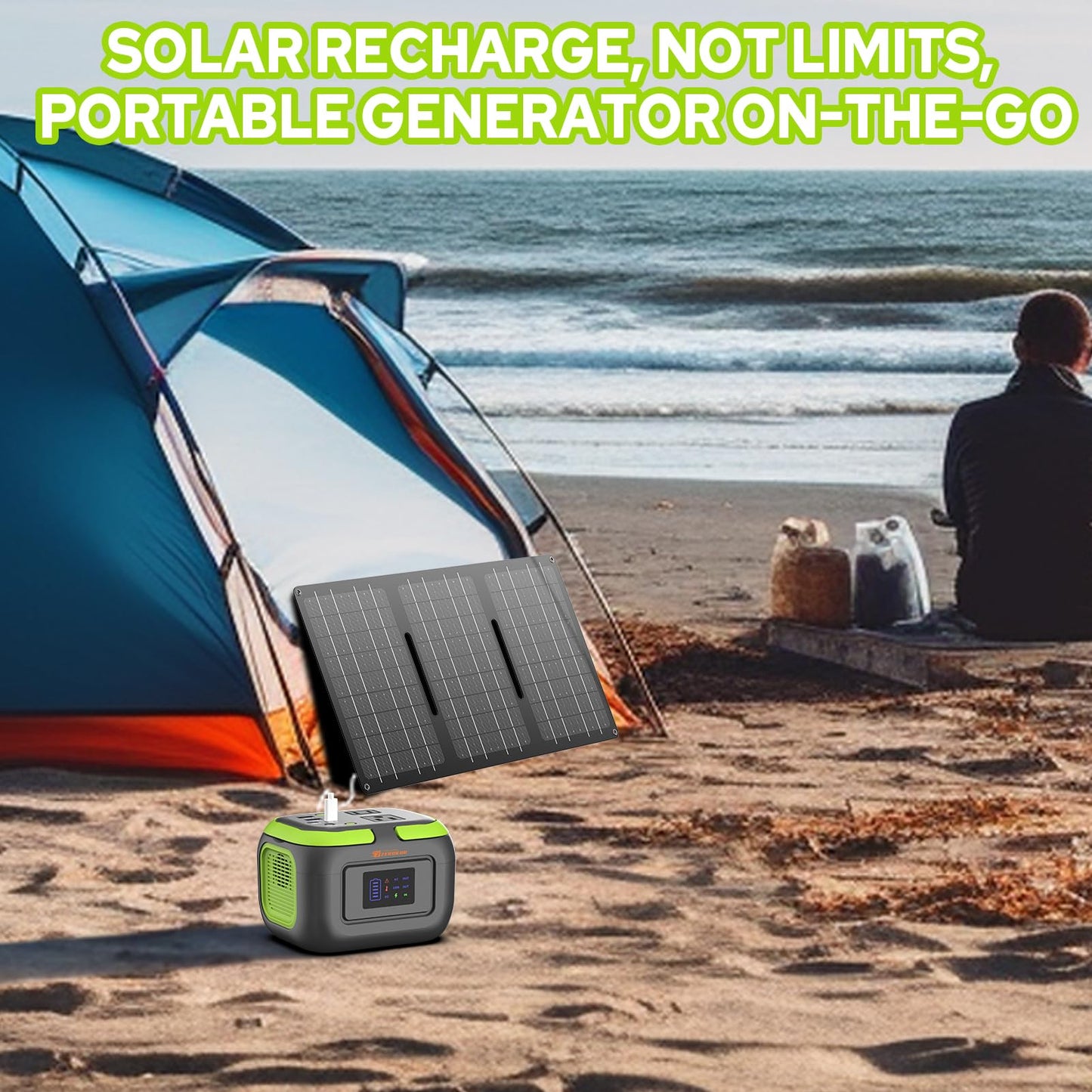 Portable Power Station with Solar Panel 30W, 120W 110V USB-C Solar Power Pack Battery Generator with Panel, Solar Power Bank with AC Outlet for Laptop Smart Device RV VAN Outdoor Tent Camping