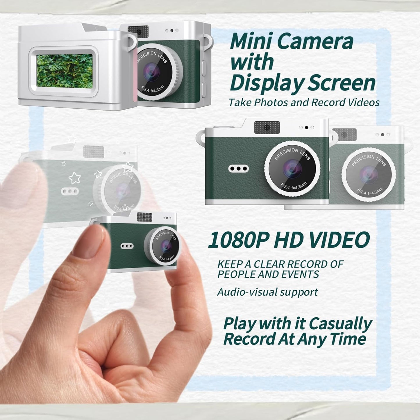 Sumuyo 1080P 32GB Mini Keychain Camera, Tiny Digital Camera, Pocket Video Recorder with Card, Fun Gifts for Kids