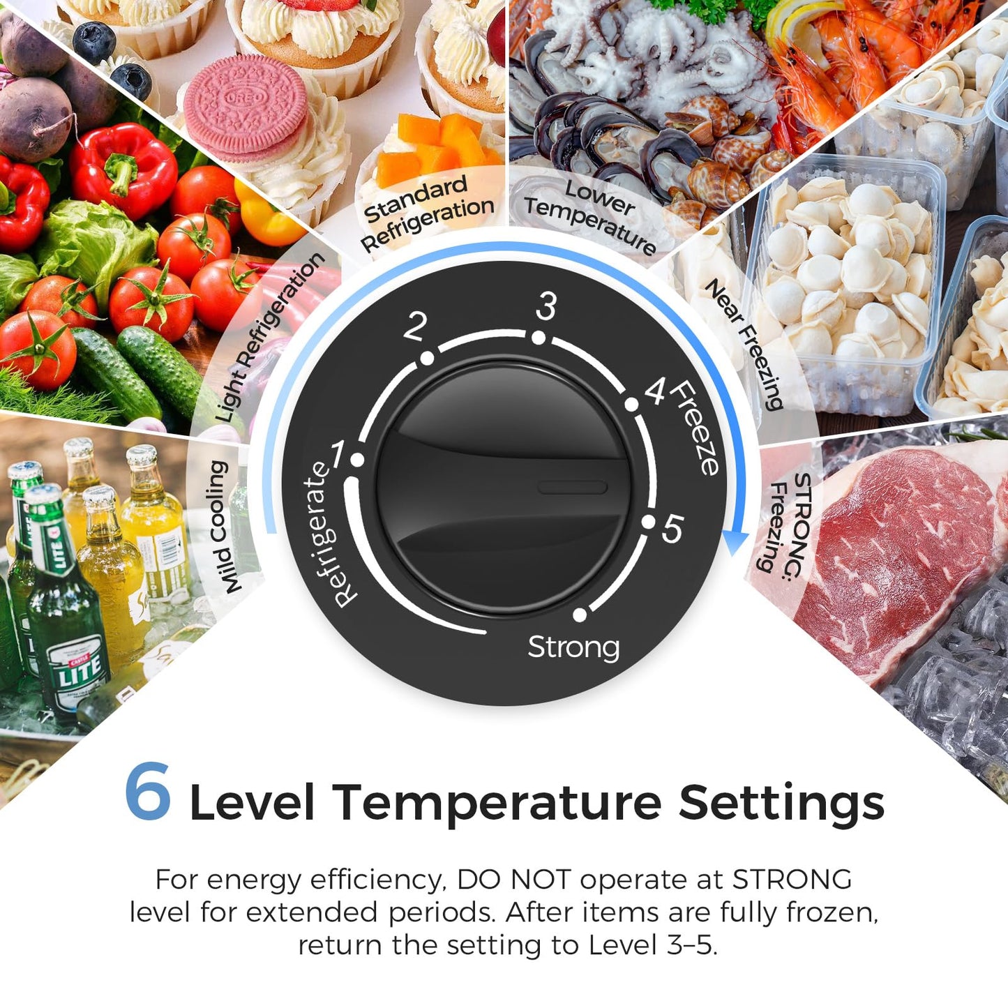 OSTBA 3.5 Cu.Ft Chest Freezer, Compact Deep Freezer with 2 Removable Baskets, Bottom Wheels, 6-Level Temperature Control with Fast Freeze Mode, Energy Saving Quiet Freezer, Black