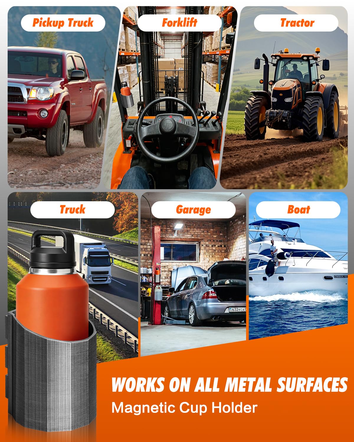 Magnetic Bottle Holder – Super Strong Magnetic Cup Holder for Truck, Tractor, Forklift, RV, Mower, Golf Cart, School Bus & All Metal Surfaces (46oz, 4.13”)