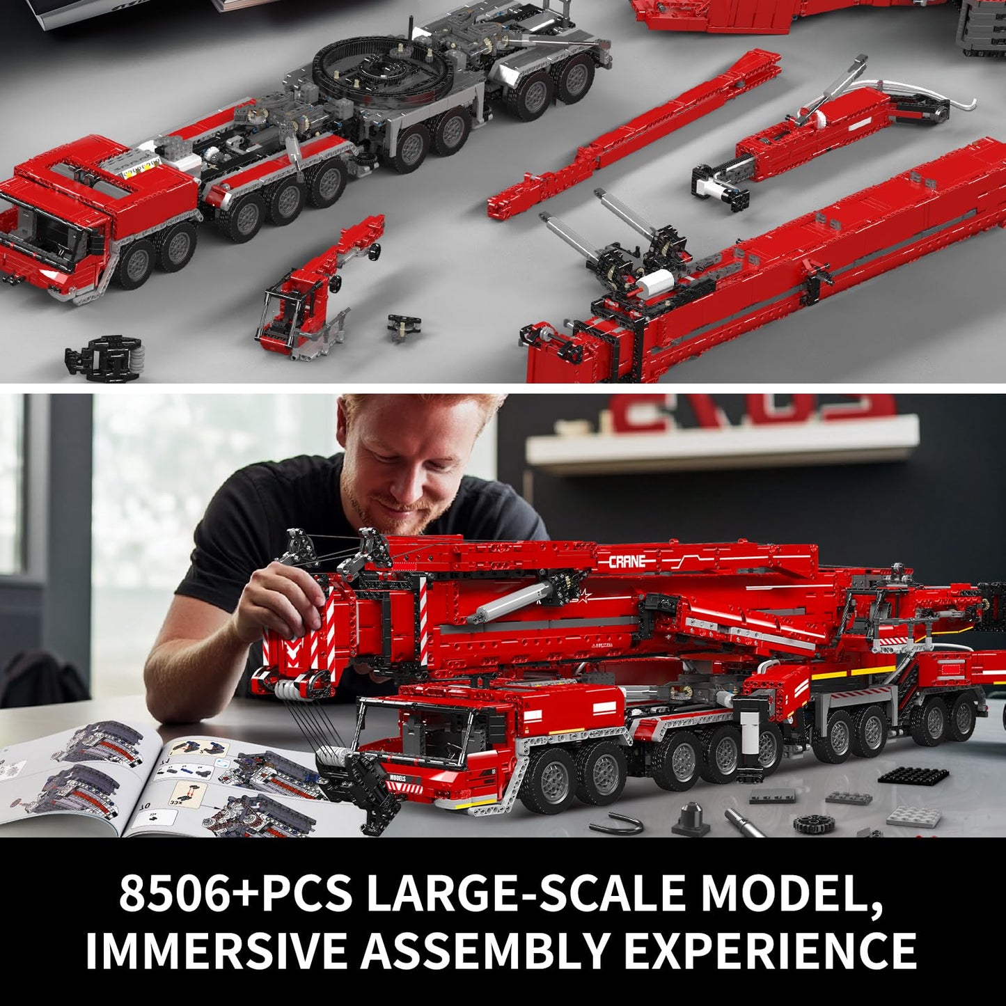 Mould King 17008 Technology Crane Building Set, Large Heavy Duty Crane Truck Building Kits with 20 Motors, APP Programmable Construction Vehicle Model Kit for Adult(8506+ PCS)