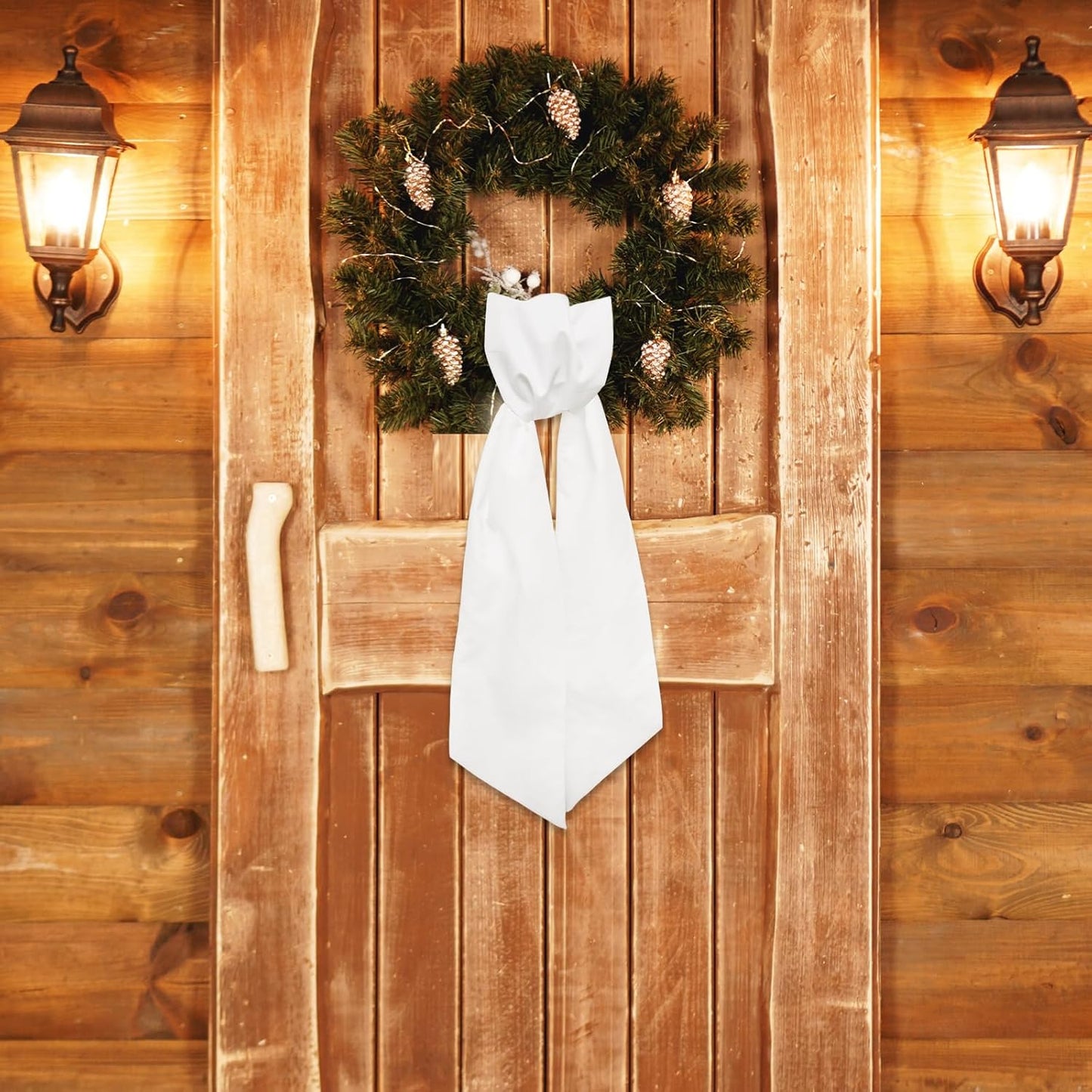 Regine Switzerland Christmas Wreath Sash - 10-Piece Winter White Cotton Ribbon Bow for Door Decor