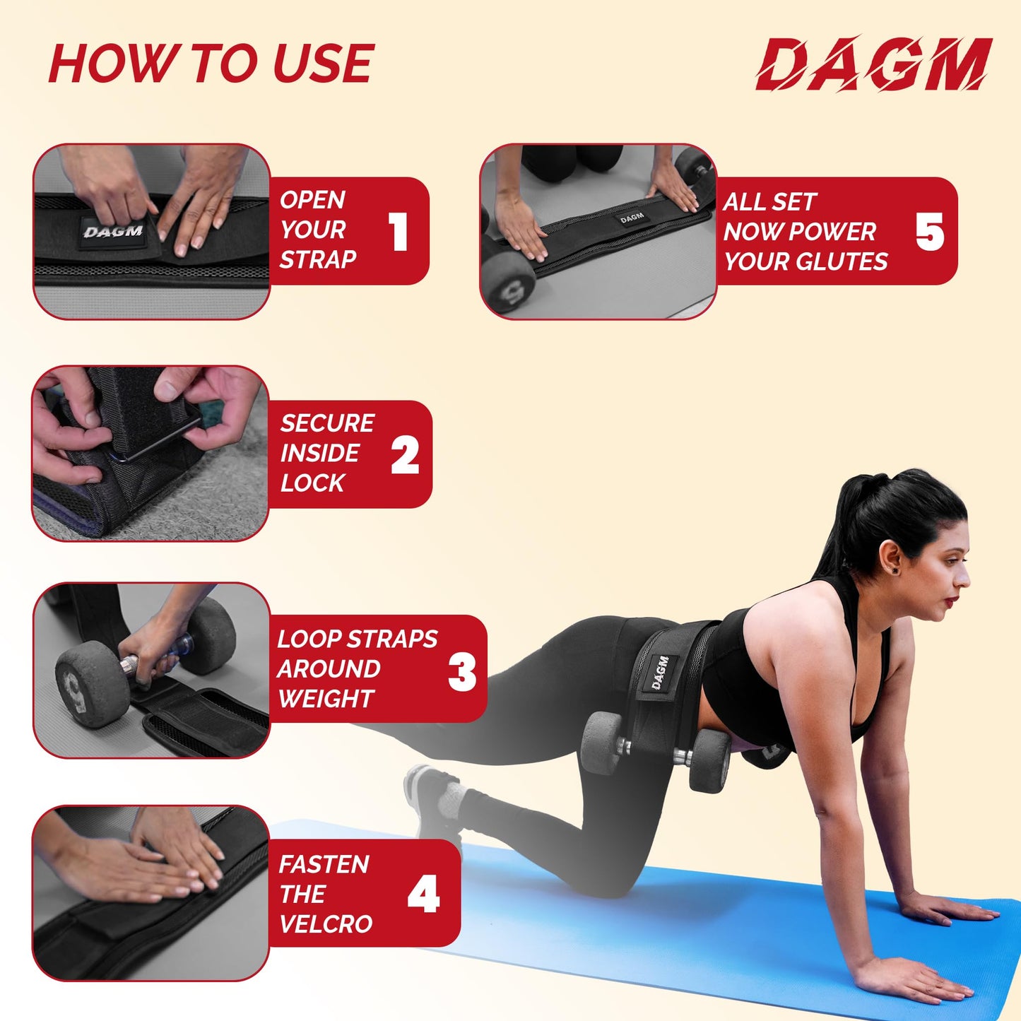 DAGM Hip Thrust Belt for Dumbbells Heavy Weights – Adjustable Glute Workout Belt for Women, Non-Slip Booty Hip Thrust Training Belt for Home Gym, Squats & Glute Bridge Exercises Holds Up to 500 lbs (Black, Loop)