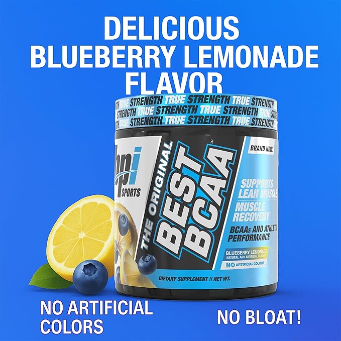 BPI Sports Best BCAA Powder - Muscle Recovery Support - Branched Chain Amino Acids | Building Blocks of Protein and Muscle - Post Workout Recovery ??Hydration - Blueberry Lemonade, 30 Servings