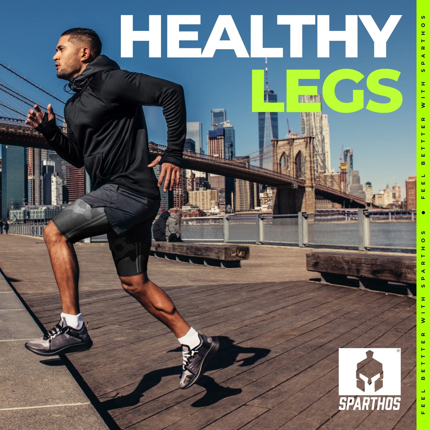 Sparthos Thigh Compression Sleeves (Pair) - Upper Leg Sleeves for Men and Women Elastic Support for Sore Hamstring Groin Quad Reduce Cramping Athletic Sports Washable and Durable (Black-XL)