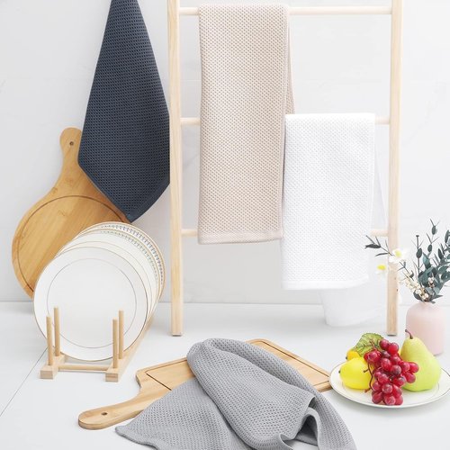 Homaxy 100% Cotton Kitchen Dish Towels - Ultra Soft, Absorbent & Quick Drying | 13 x 28 Inches, 24-Pack, White