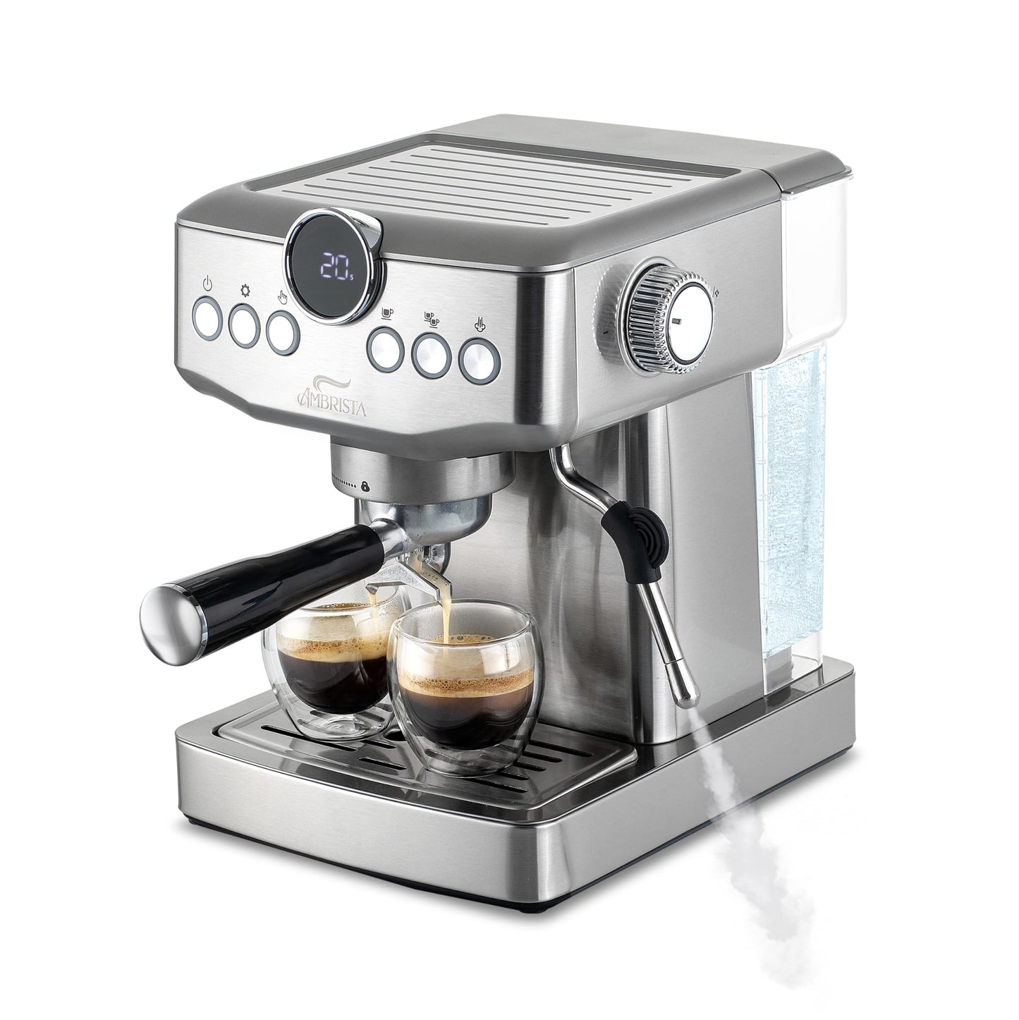 AMBRISTA Espresso Machine 20 Bar with Steam Milk Frother | Stainless Steel Espresso Maker with Customizable Brewing Temperature | 60oz Removable Water Tank | Perfect for Cappuccinos, Lattes and More