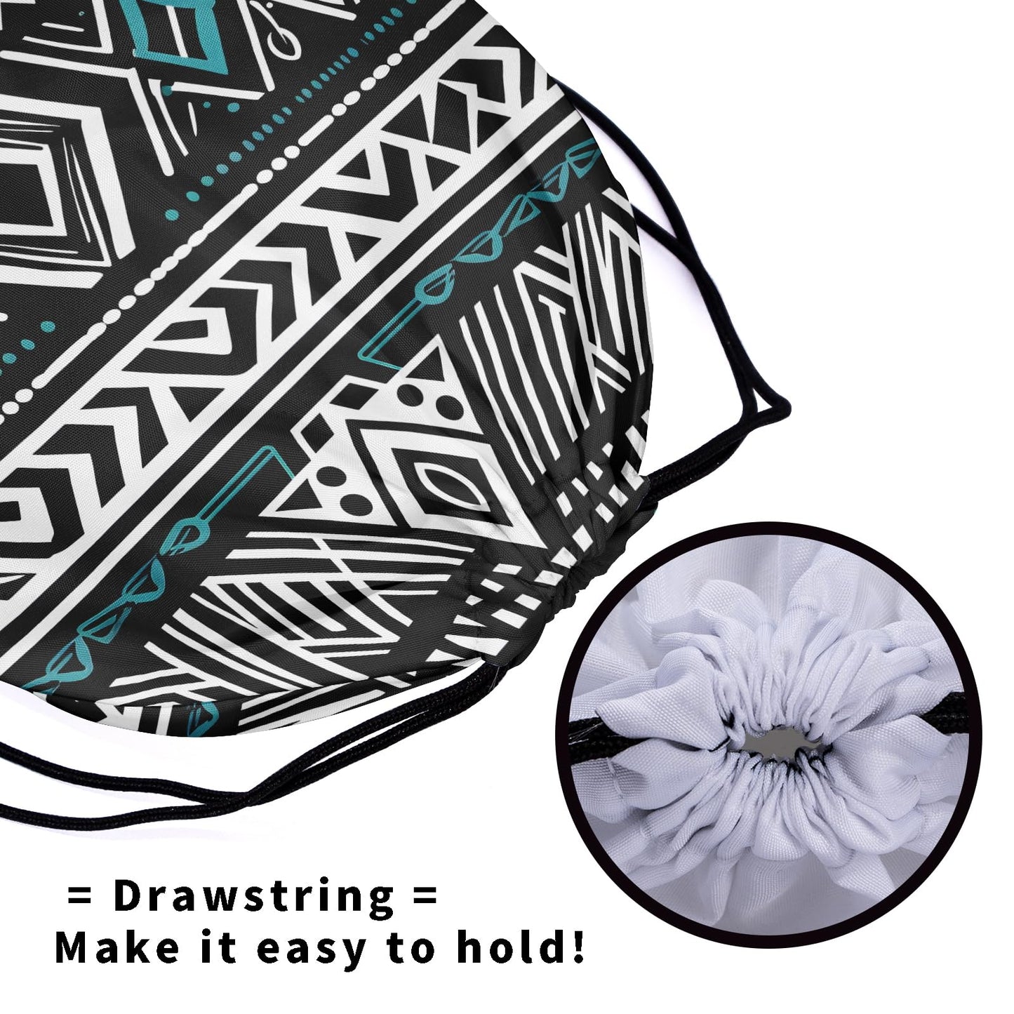 Nerxy Tribal Gymnastics Grip Bag - White Black Grip Bags for Gymnastics Mini Gym Bag Ethnic Drawstring Storage Pouch Adjustable