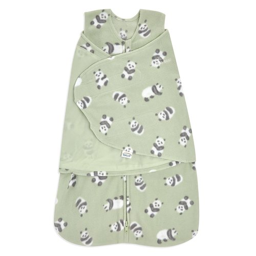 HALO Micro-Fleece Sleepsack Swaddle - 3-Way Adjustable Blanket for Newborns | Cozy Pandas, Small (3-6 Months)