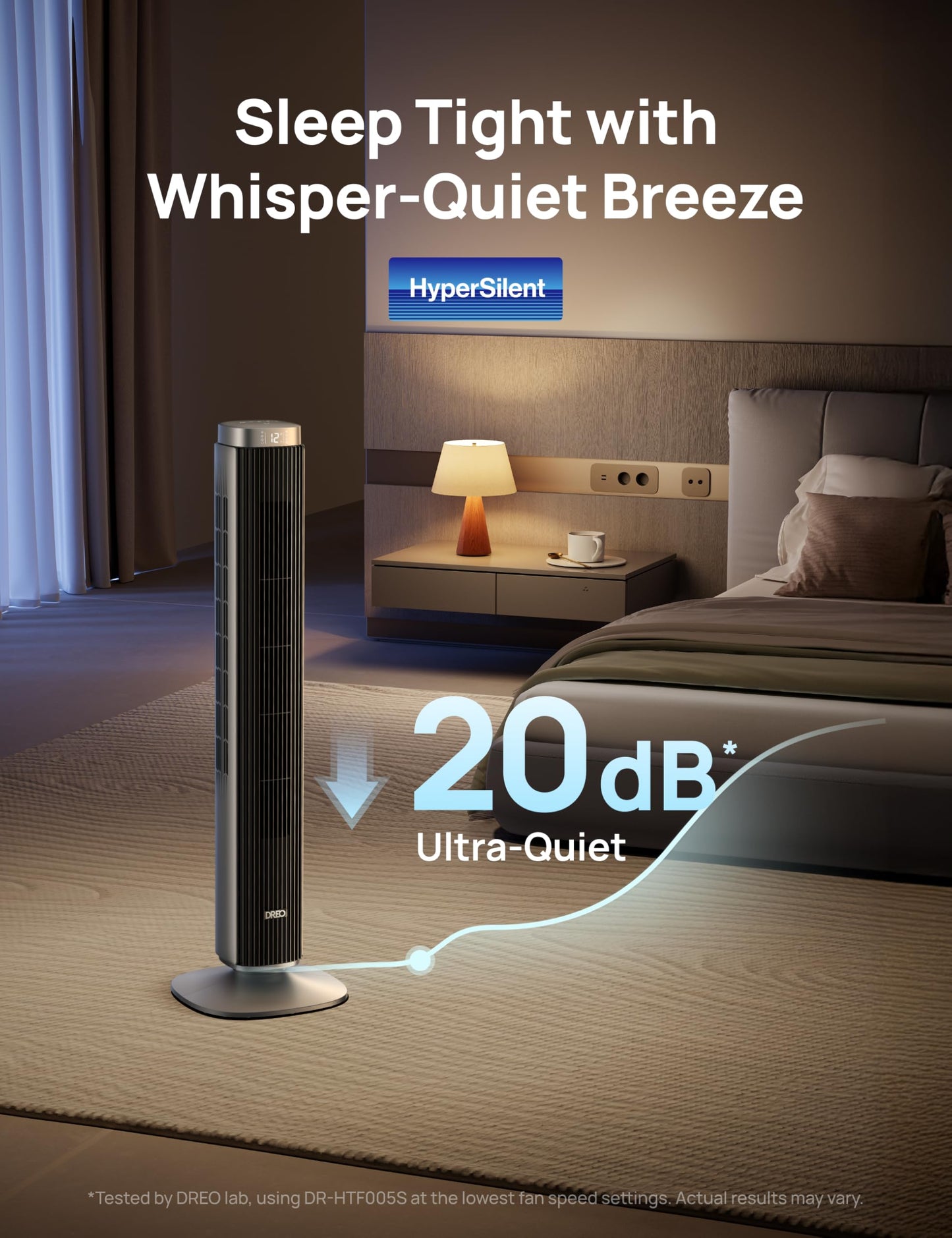 DREO Tower Fan for Bedroom, Standing Oscillating Fan with 40ft Far Airflow, 20dB Quiet, 12 Speeds, 28ft/s Velocity, Smart Control, DC Motor, 42 inch, 90° Oscillation, 4 Modes, 12H Timer, Pilot Pro S