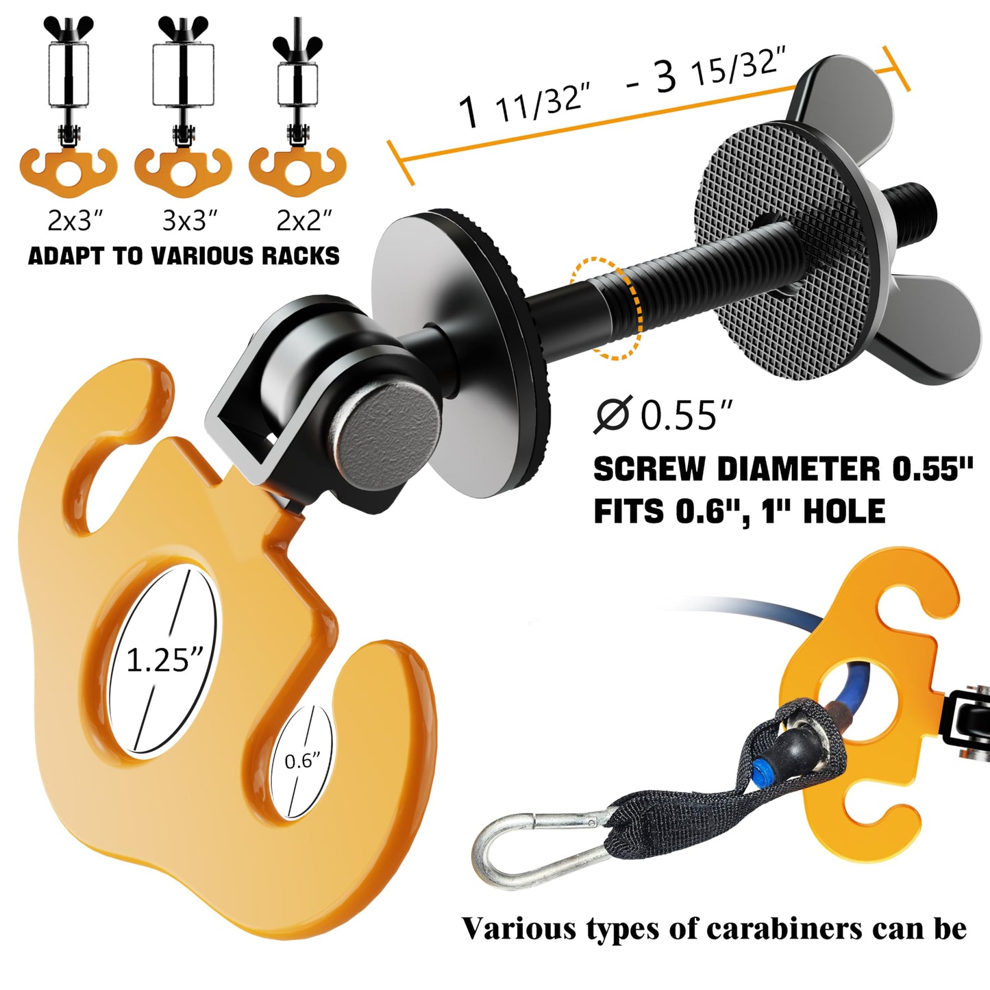 HOOJAKU Power Rack Attachments, Hooks for Squat Rack, Resistance Band Heavy Duty, Versatile Gym Equipment Attachments, for Strength Traning, Fitness, Physical Therapy(2 Pack)