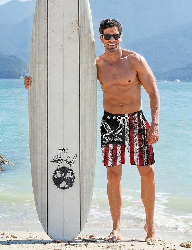 Goodstoworld Mens Swim Trunks with Compression Liner 9'' Inseam Quick Dry Swimsuit Shorts M-3XL