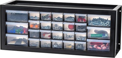IRIS USA 26-Drawer Plastic Storage Organizer - Stackable Teacher Toolbox for Crafts & Supplies | Black
