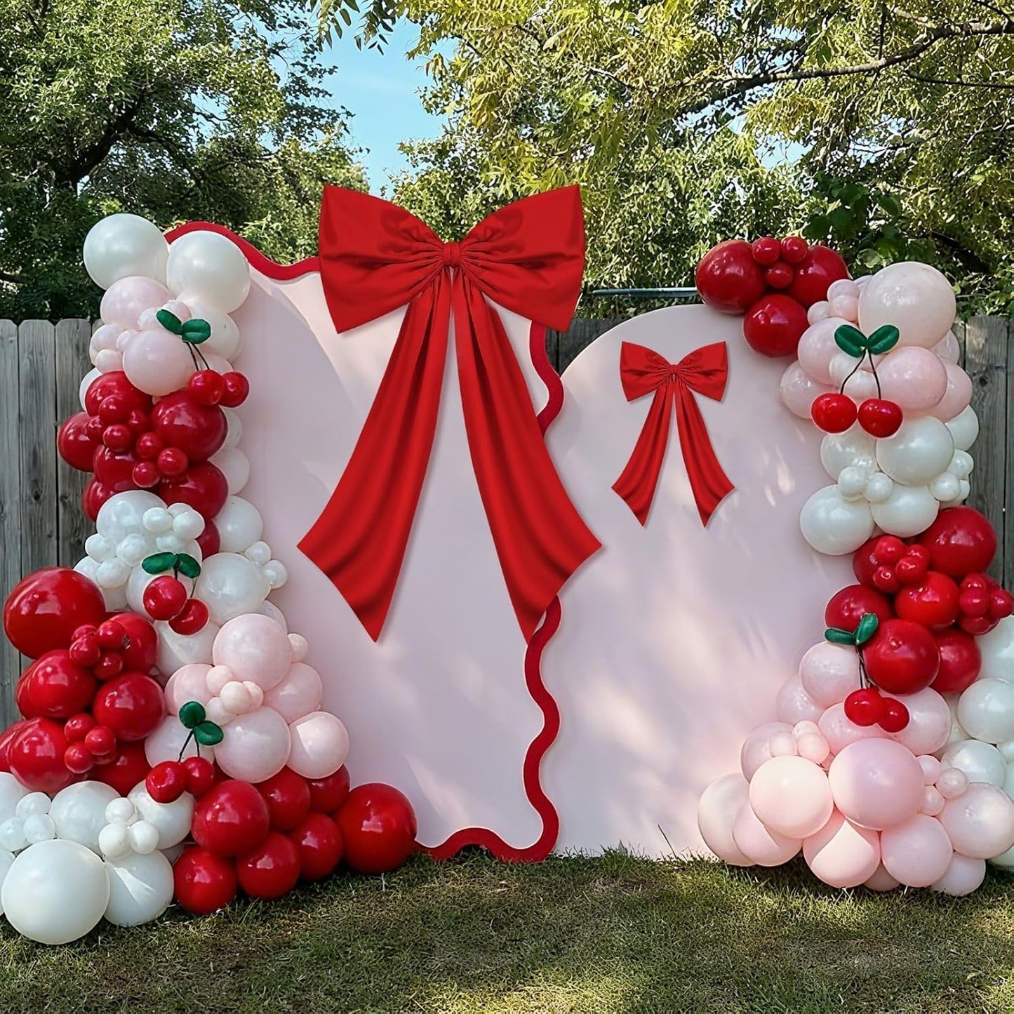 Red Bow Decor | 2 Pack Large & Small Coquette Wall Backdrop for Valentine's Day & Weddings