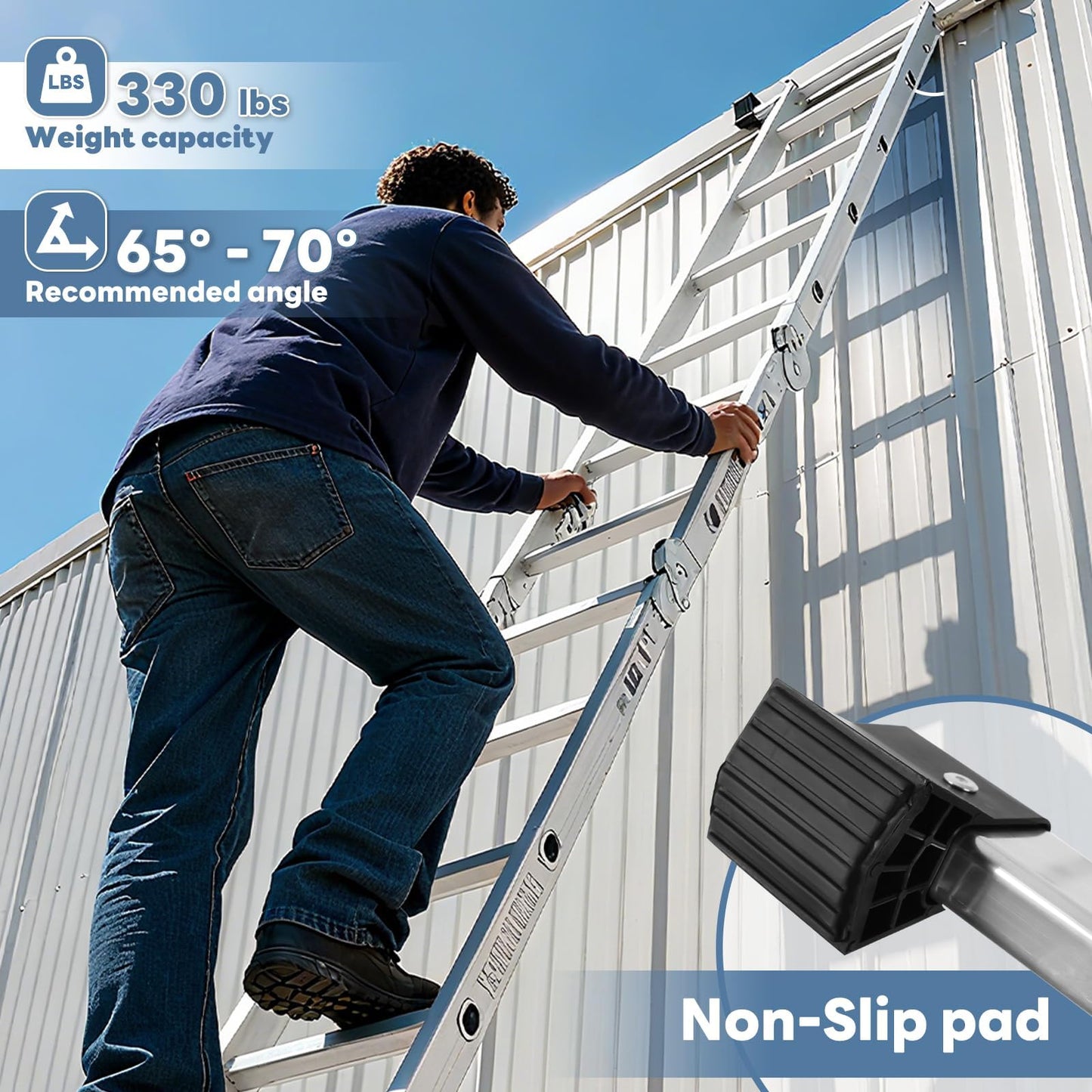 Multi-Purpose Aluminium Folding Ladder, 7-in-1 Heavy-Duty Extension & Step Ladder, Tall Adjustable Collapsible Ladder for Home, Roof, RV & Painting Work