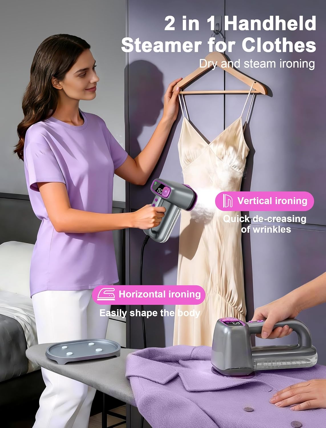 Skiennix Travel Steamer - 2-in-1 Handheld Clothes Steamer with 160ml Water Tank | 6 Steam Modes