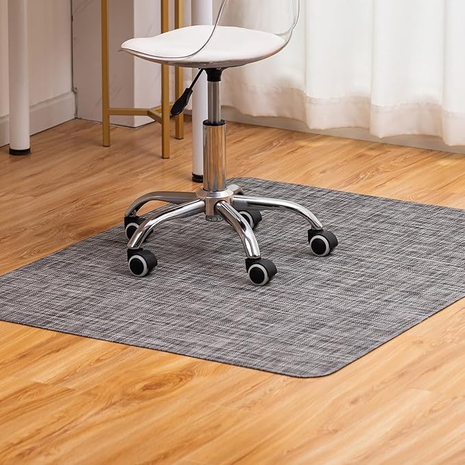 BARoyal Office Chair Mat for Hardwood Floor Under Desk Computer Rolling Chair Mat for Wood/Tile Floor Non-Slip Heavy Duty Desk Rug PVC Plastic Hard Floor Protector 45" x 53"(Gravel)