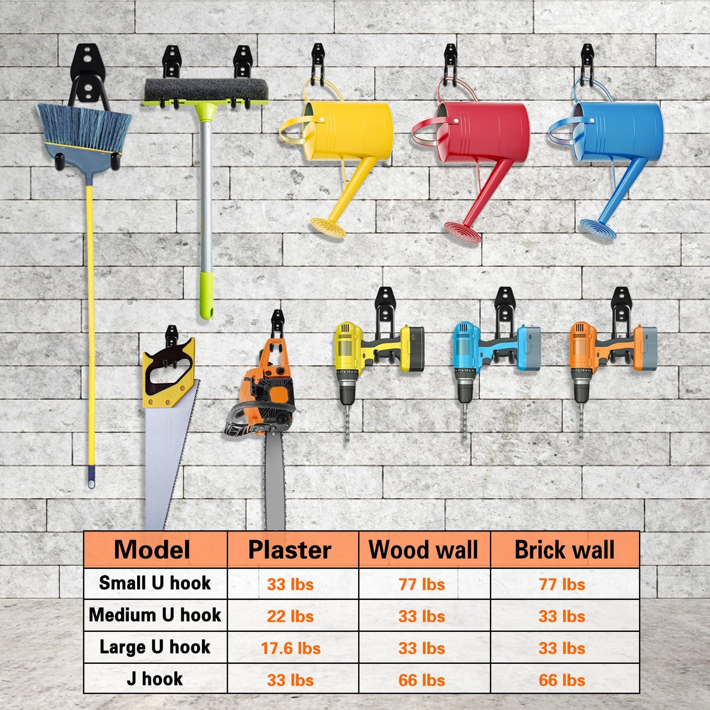 HUPBIPY 12 Pack Garage Hooks Heavy Duty Utility Steel with Anti-Slip Coating Wall Mount Storage Organizer for Hanging Power and Garden Tools, Ladders, Hose, Bikes, Ropes, Bulk Items, and More