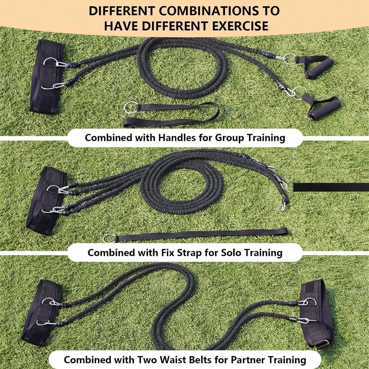 Tuyzhrymlic Speed and Agility Training Equipment, Two Resistance Bands and Adjustable Waist Belts 8pcs 80lb for Solo or Partner Exercise to Maximize Strength Power Focus Suitable for Muti-Sports