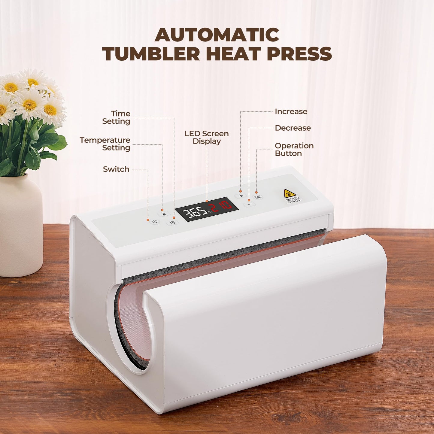 CURECURE Auto Tumbler Heat Press Machine, Fast and Evenly Heat-up, Adjust Temperature and Time, Auto Shut-Off, Mug Heat Press Use for 11-30oz Sublimation Tumblers, Mugs, Water Bottle, Glasses