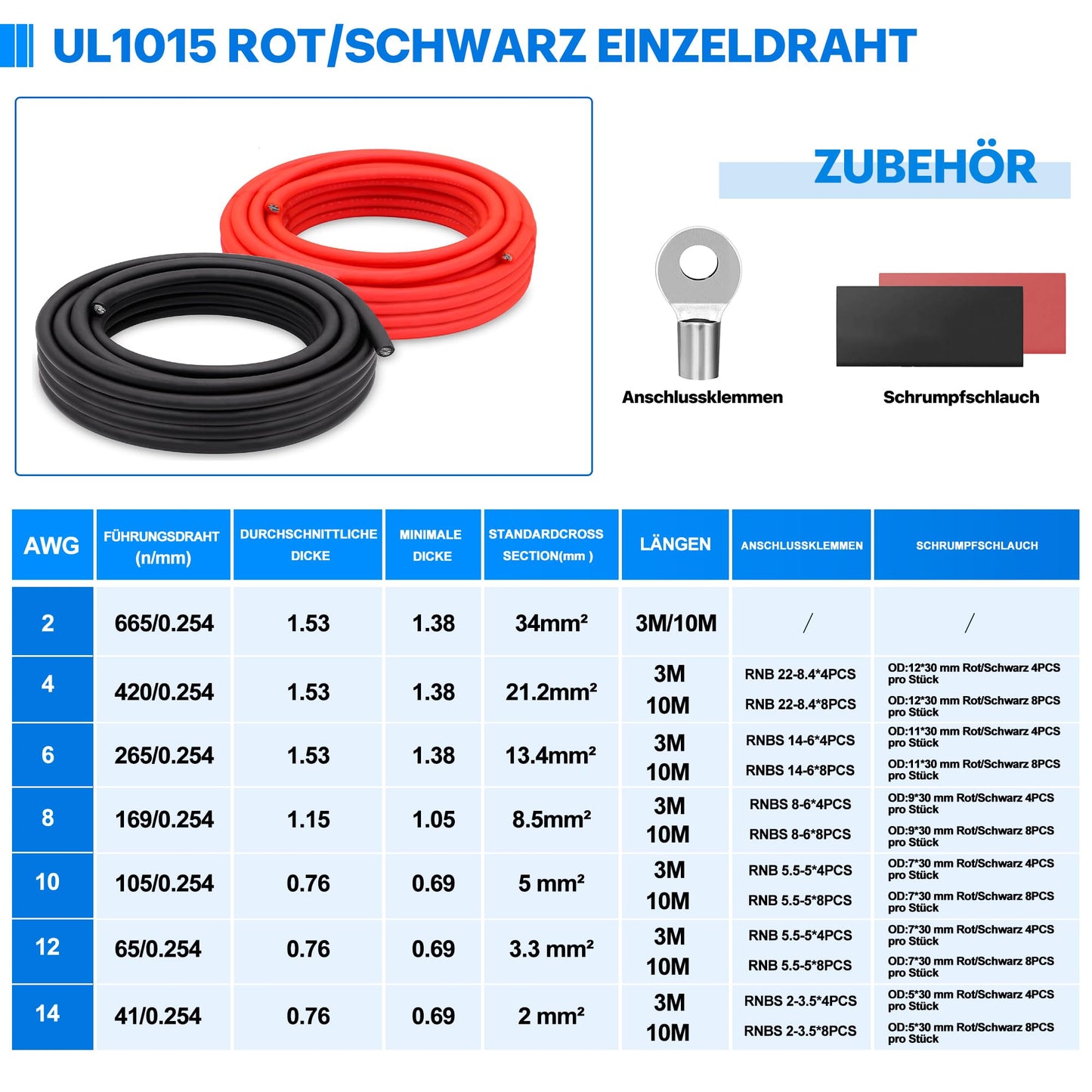 4 AWG Electrical Wire -HULUWA 4 Gauge UL1015 Wire,66Ft Length(33Ft Black and 33Ft Red),Tinned Copper Wire,Suitable for Solar Systems,Household Appliances,Vehicles,Electronic Devices etc