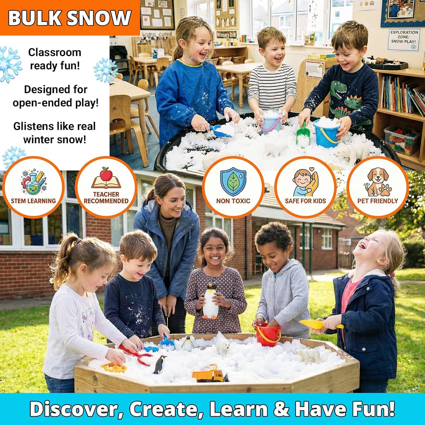 PARTY GOAT Instant Snow Powder - Create 7 Gallons of Fake Snow for Indoor & Outdoor Fun | 18oz